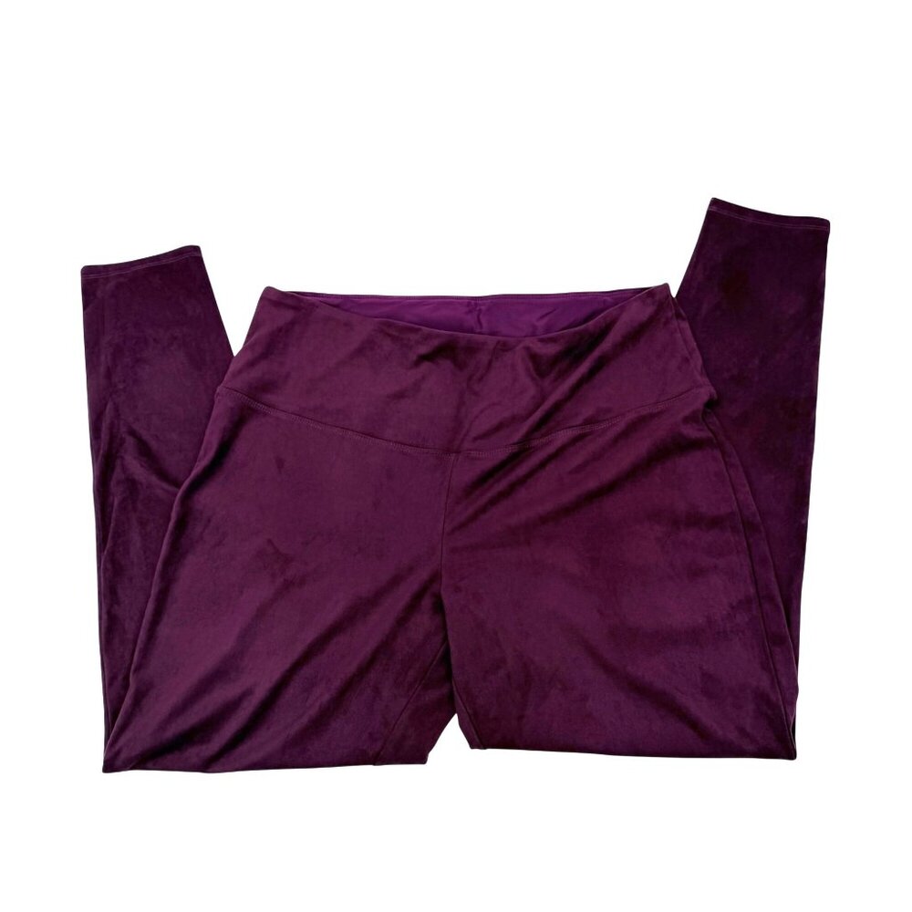 RARE NWT RUBY RIBBON PURPLE WINE SUEDETTE LEGGINGS TUMMY TUCKING - XXL